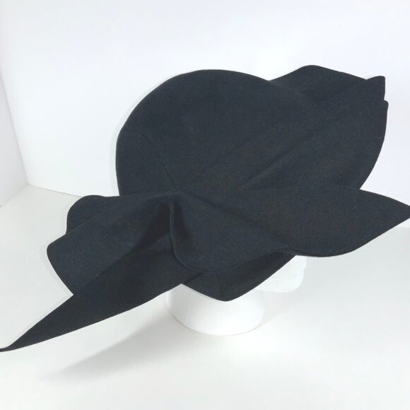 Vintage 40s G Howard Hodge Black Felt Hat w/ Oversized Bow – Classic Dress Style main image 8